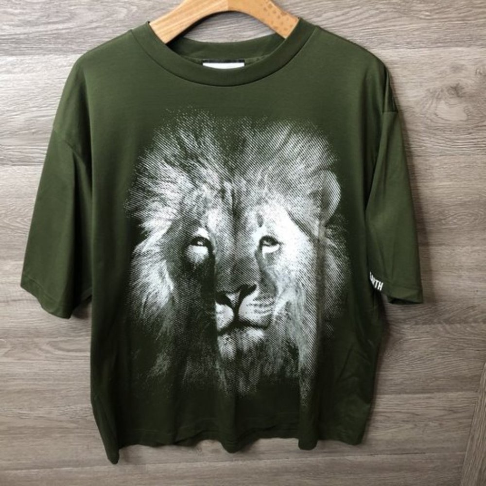 Taakk Mens Size Medium Green Lion Face T Shirt